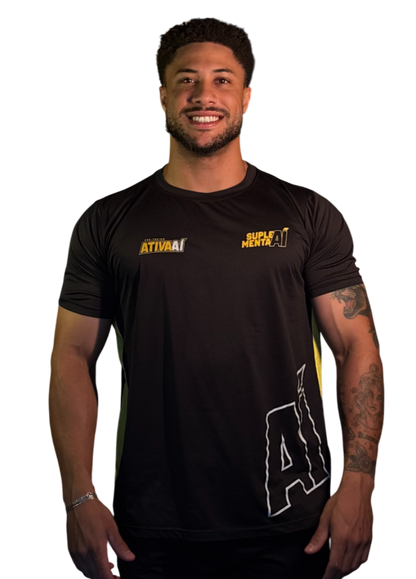 CAMISETA SUPLEMENTA AÍ + ATIVA AÍ PRETA
